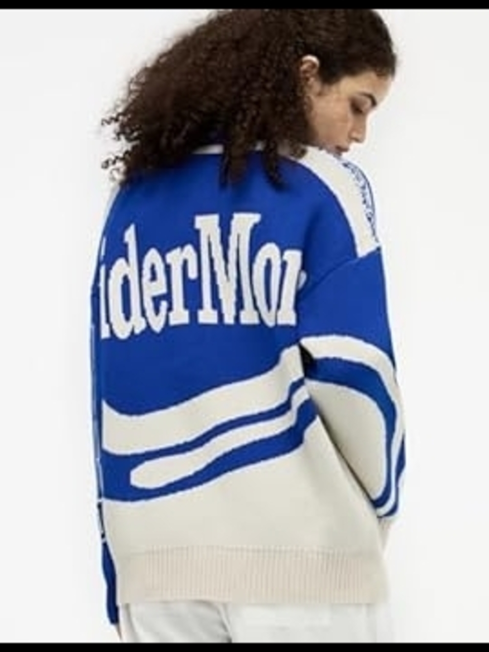 Aelfric Eden Blue and Cream Graphic Crewneck Jacket